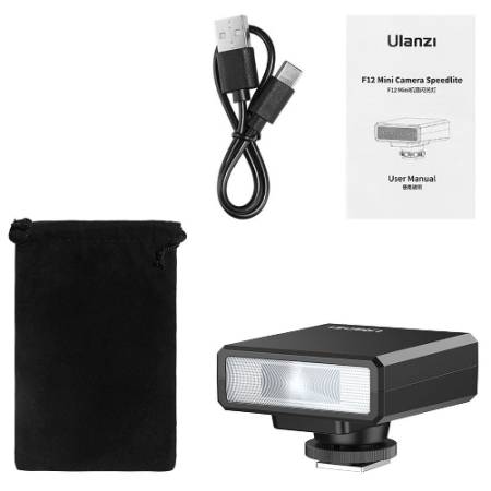 Ulanzi F12 Mini - lampa błyskowa, zawartość zestawu